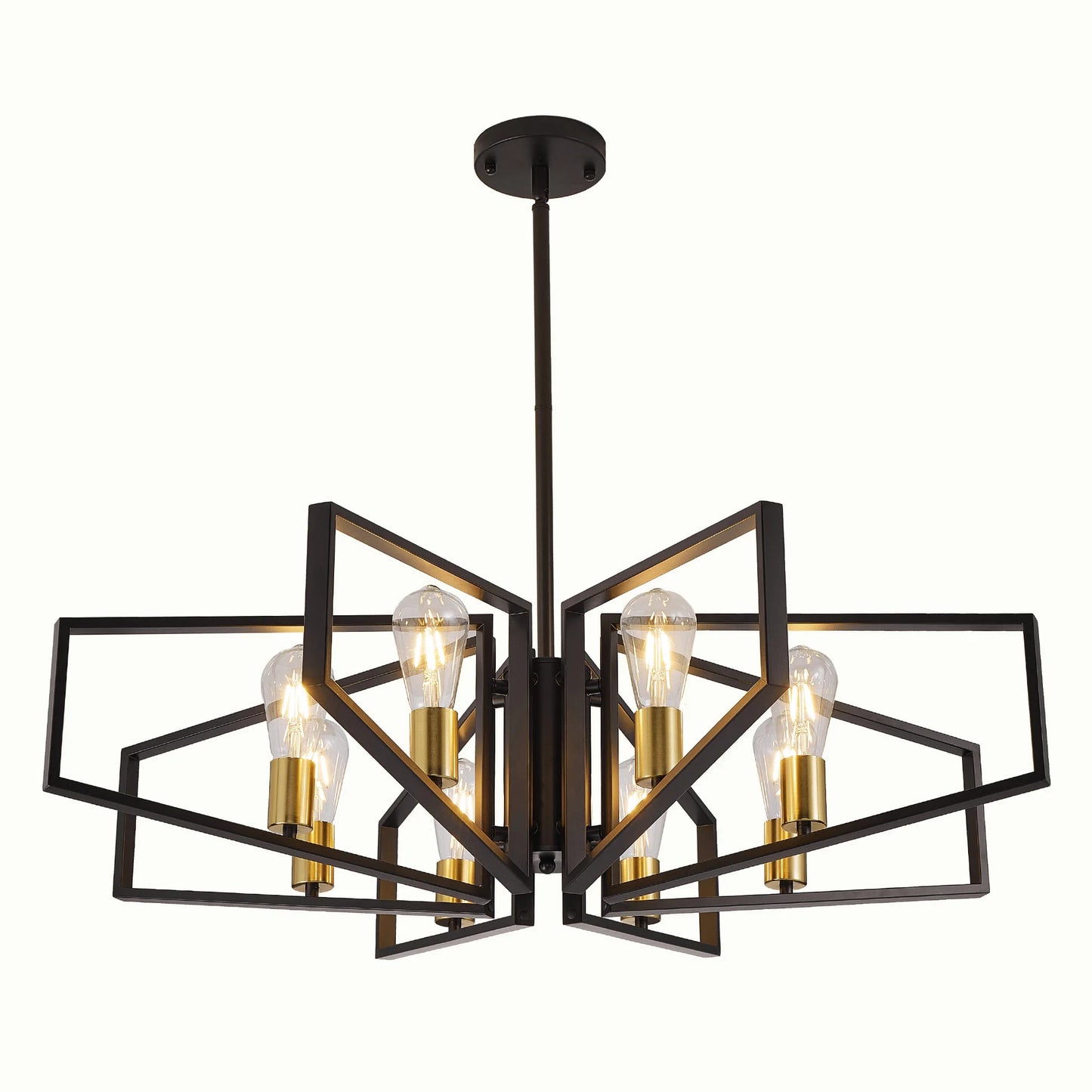 Modern 8-Light Geometric Chandelier With Adjustable Height Pendant