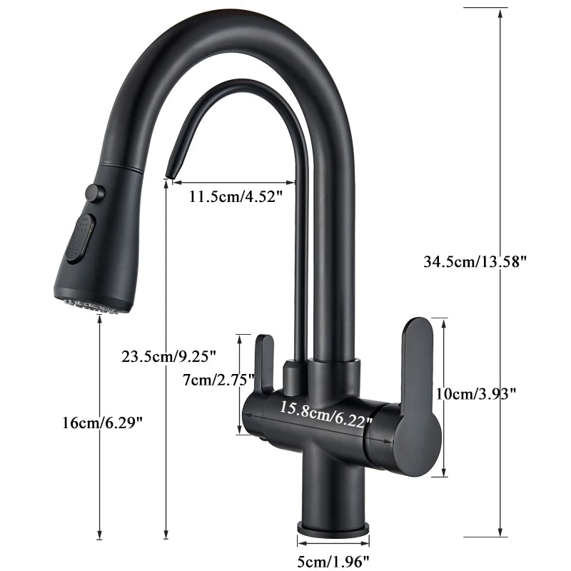 Rozin Purification Water Kitchen Faucet With 360 Rotation Pullout Sprayer