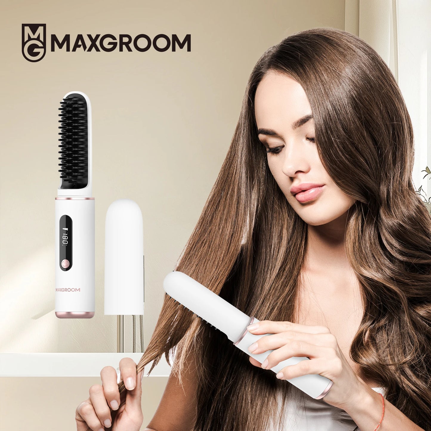 MAXGROOM Cordless Hair Straightener Brush Ionic Beard Comb