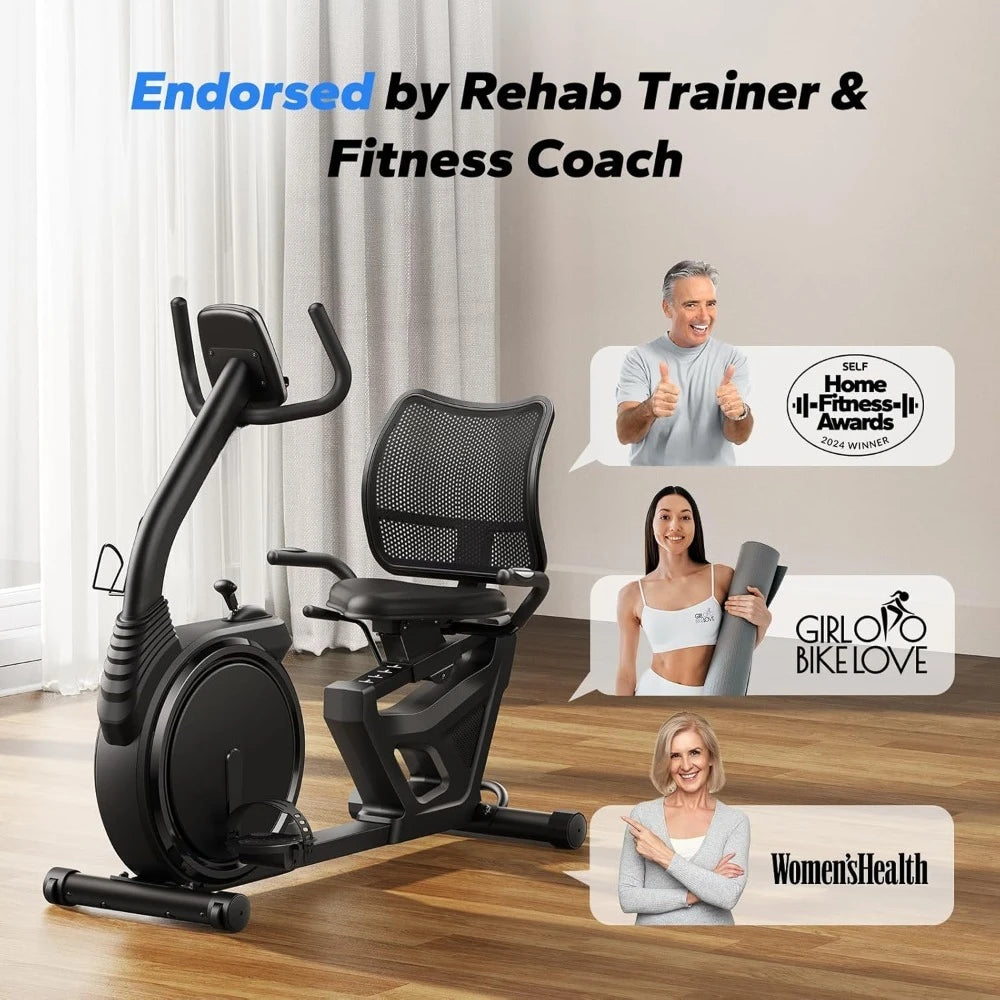 Magnetic Recumbent Exercise Bike With Bluetooth App LCD HR