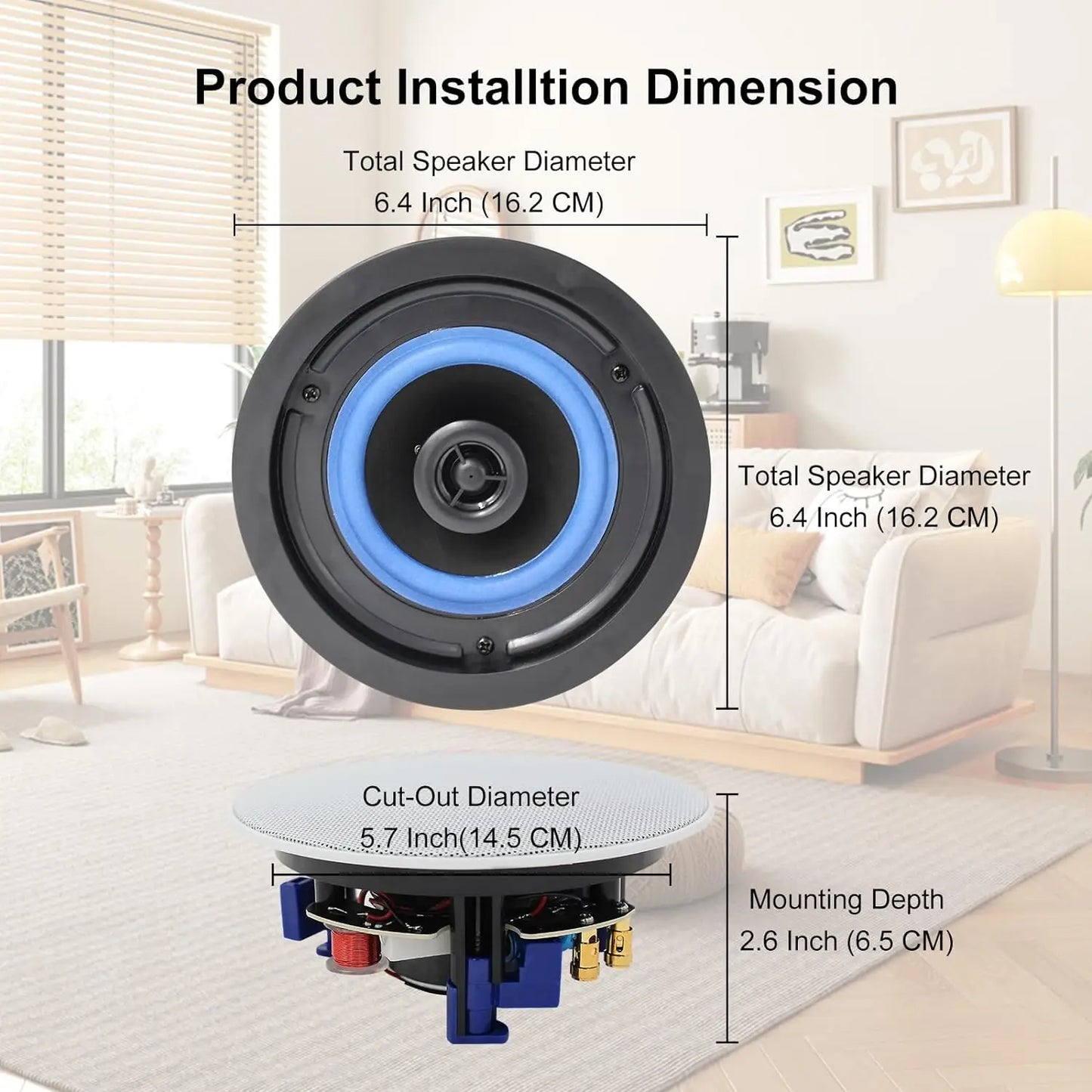 Herdio 4 Speaker 320W 2-Way Bluetooth Ceiling Speakers