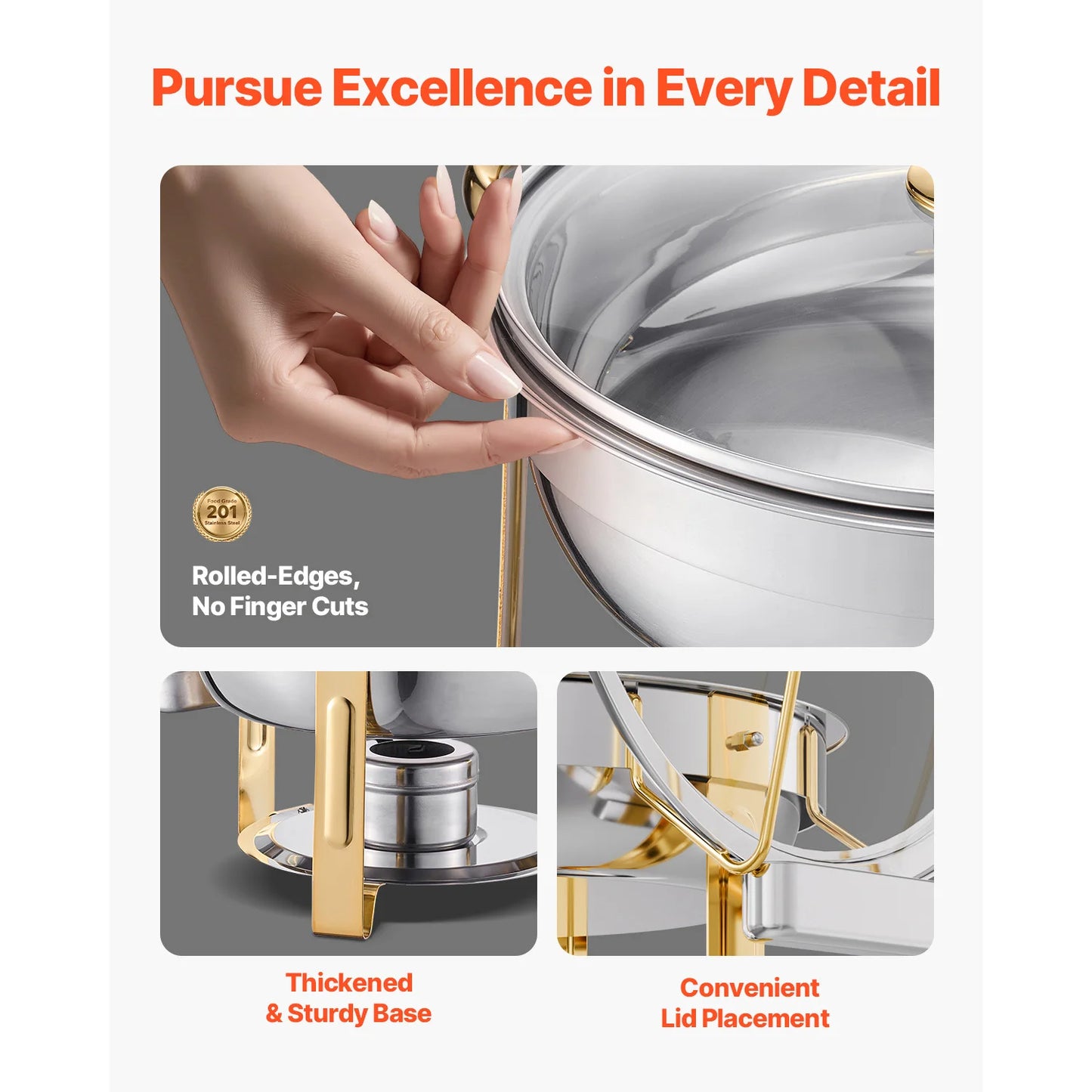 SucceBuy Stainless Steel Chafing Dish Buffet Set With Glass Lid