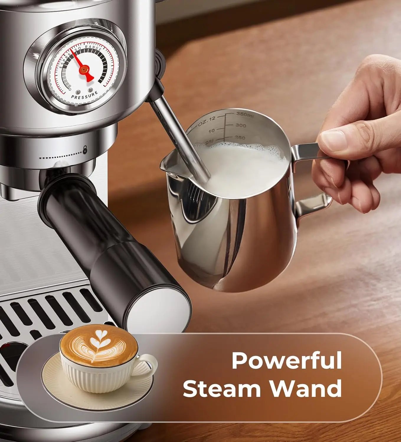 Espresso Machine With Milk Frother 20 Bar High Pressure