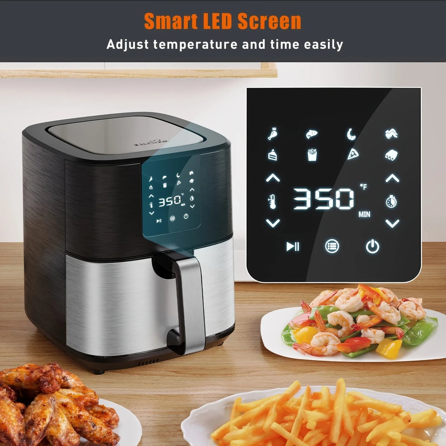 KitCook Air Fryer 1500W With Adjustable Temperature And Presets