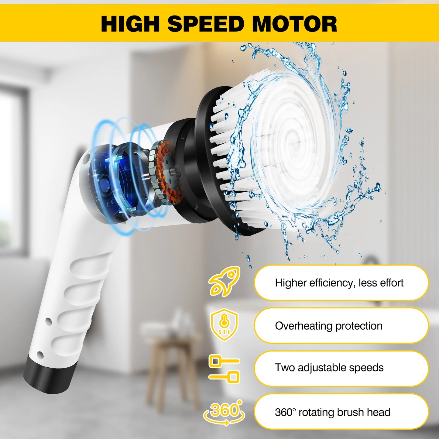 DayPlus Three-in-One Electric Cleaning Brush Cordless Scrubber For All-SurfacesPro