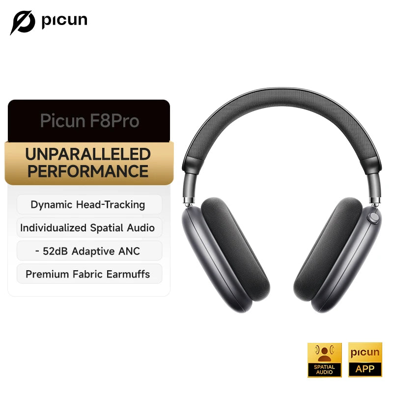 Picun F8 Pro ANC Headphones Head Tracking 3D Spatial Audio