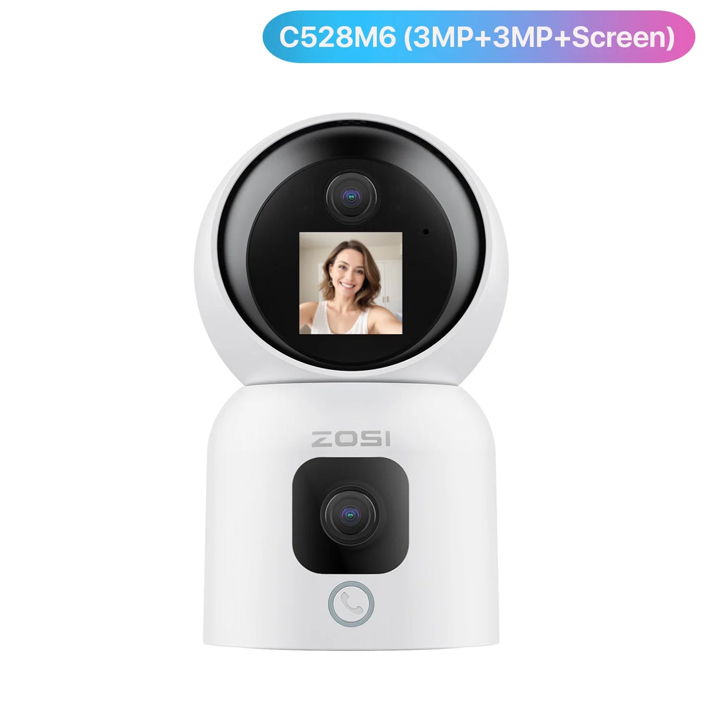 ZOSI C528 Dual Lens Indoor WiFi Security Camera 360 Pan Tilt