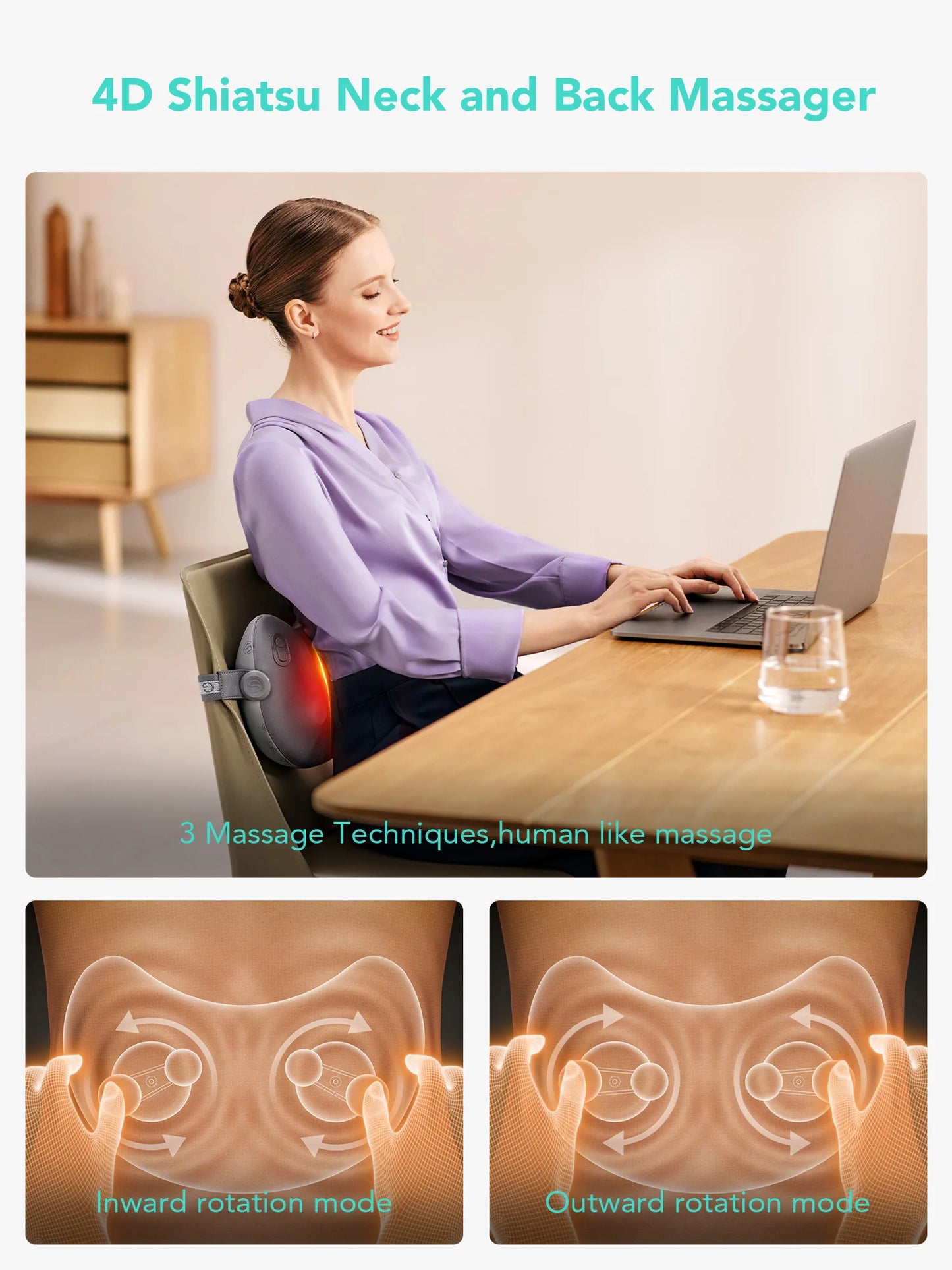 SKG Shiatsu Back Massager With Heat And 4D Kneading