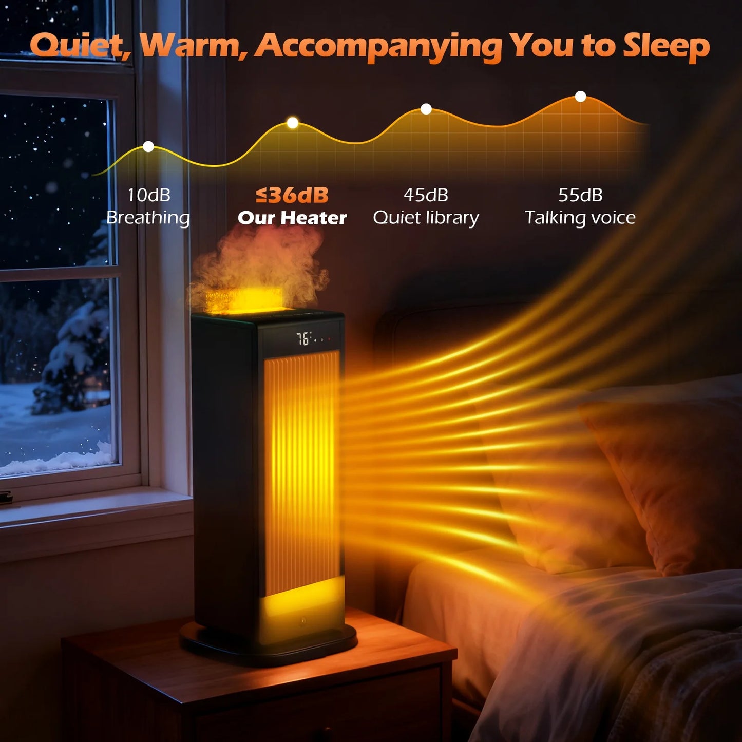 1500W Electric Tabletop Heater With 3D Flame Effect