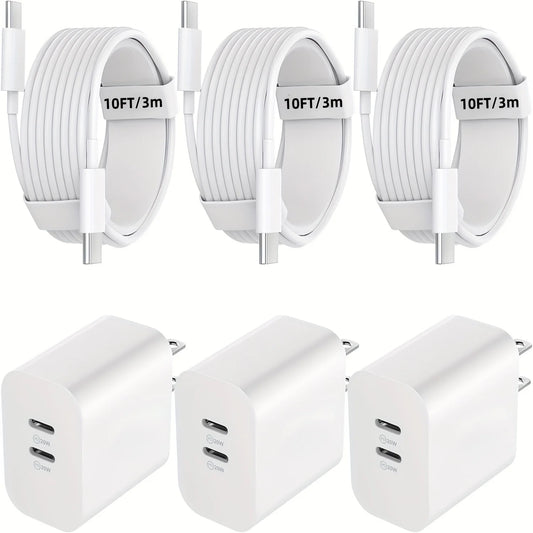 2 Pack 40W USB C Fast Charging Charger Block Cable