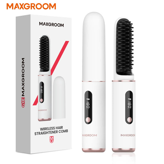 MAXGROOM Cordless Hair Straightener Brush Ionic Beard Comb