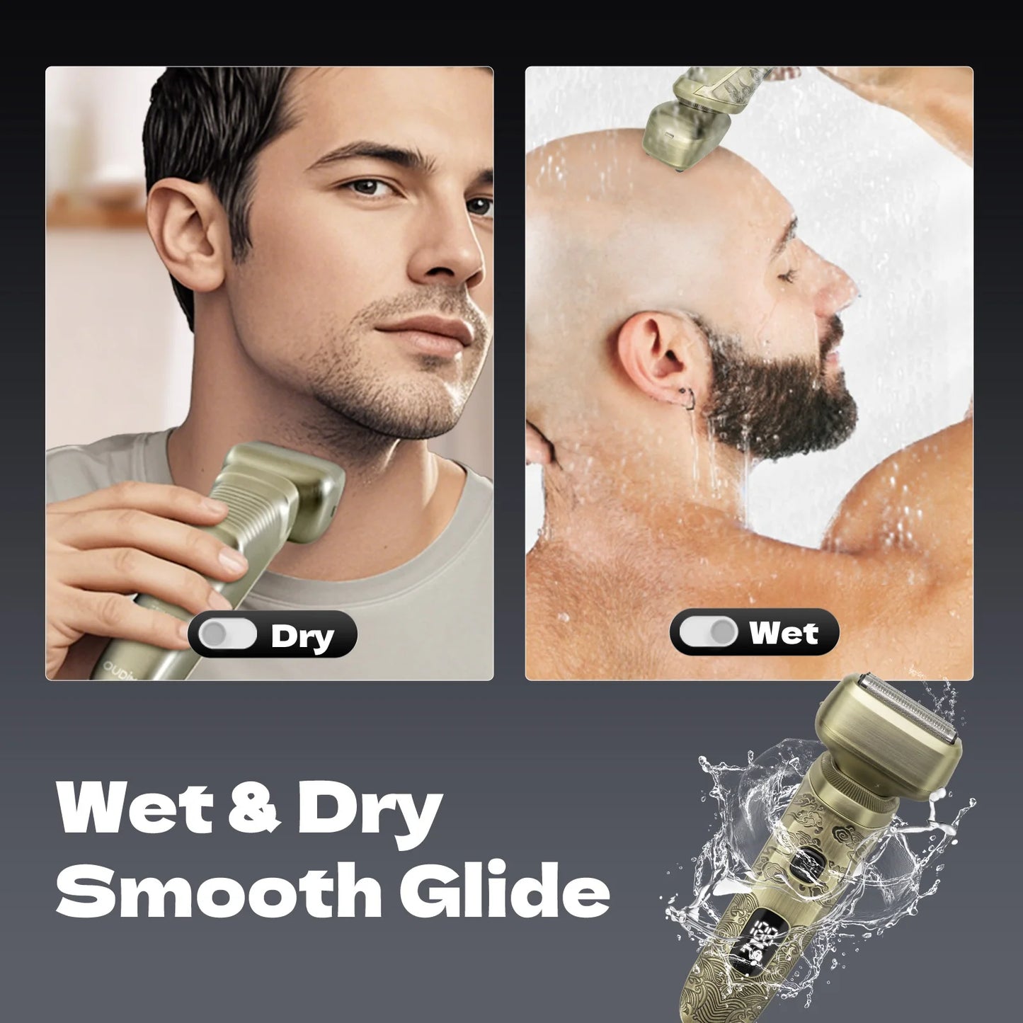 Oudim Bald Head Shaver Four Floating Blades Wet Dry Rechargeable