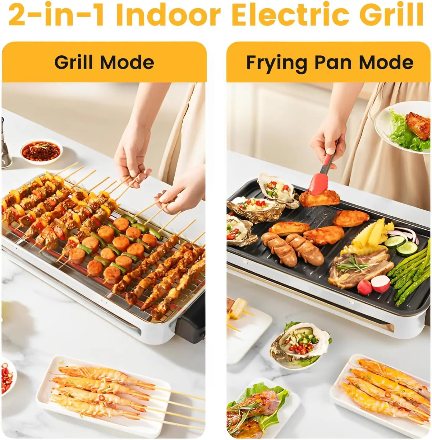 XMSJ Electric Indoor Grill 1500W Dual Function Temperature Control