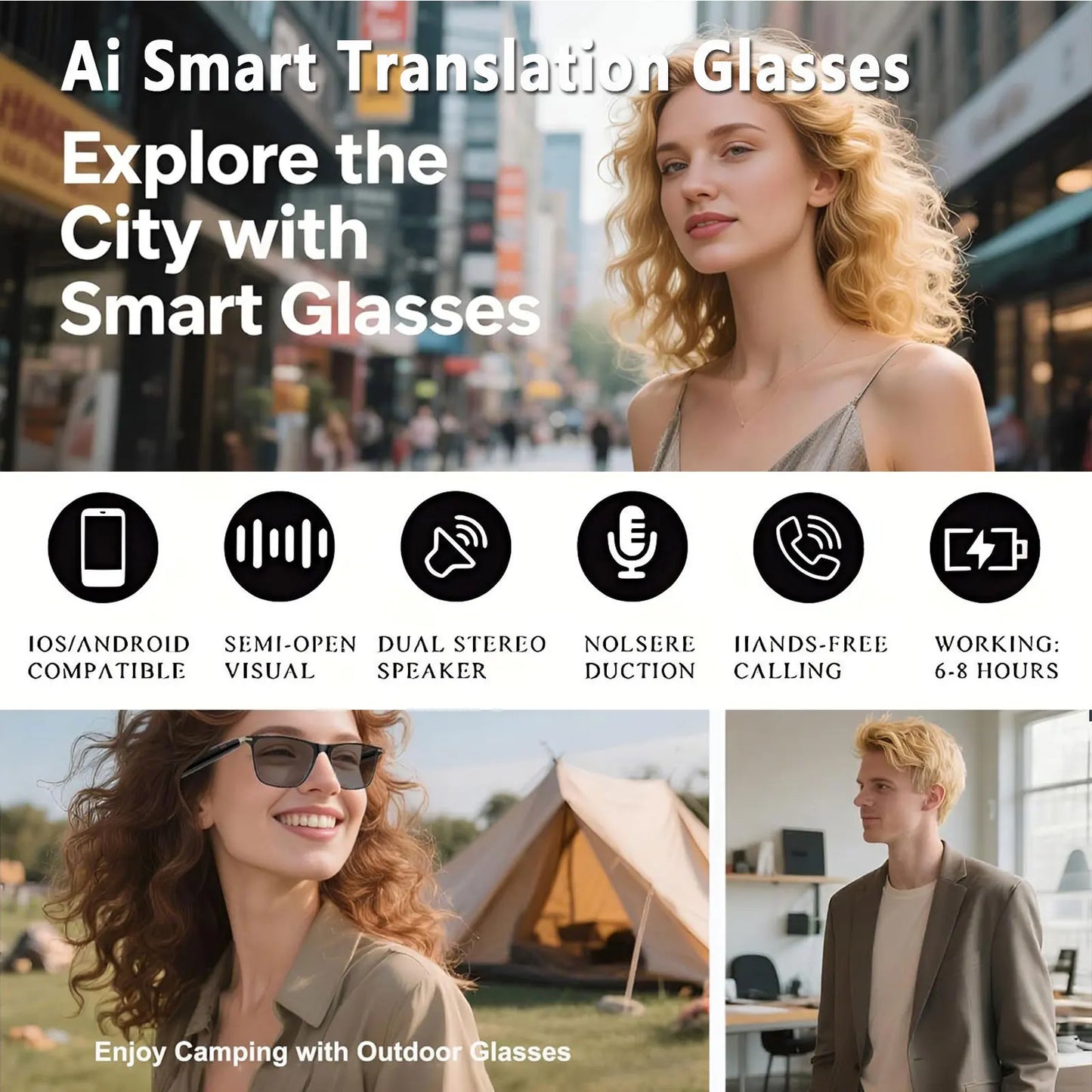 Giinova AI Smart Translation Glasses With RealTime View