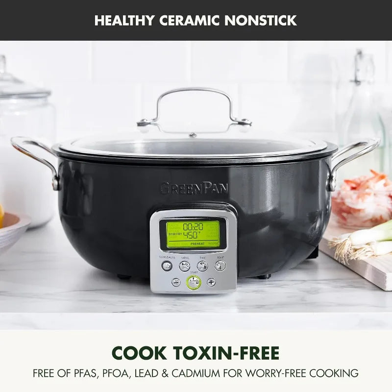 XMSJ Ceramic Nonstick Skillet Elite Essential Smart Electric