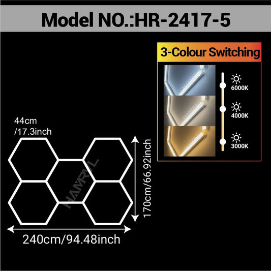 HAMRVL Dimmable Hexagonal Garage Lights For Workshop Ceiling