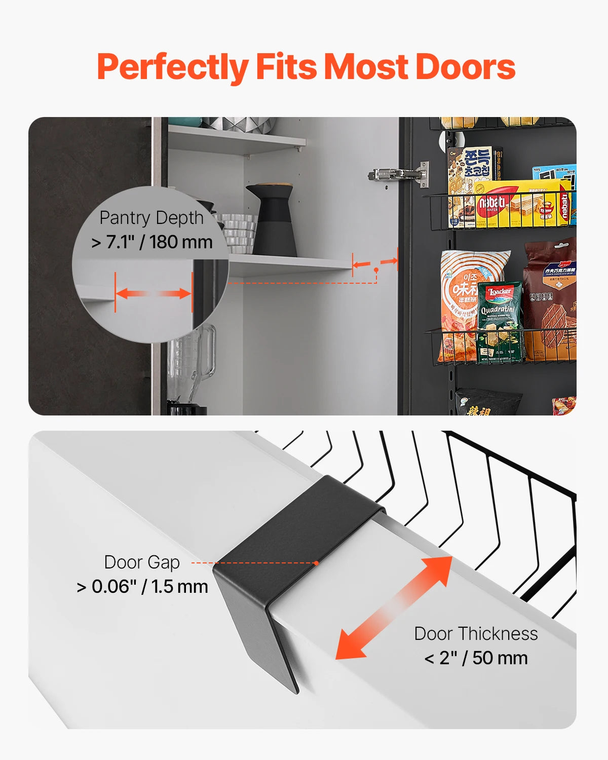 Over the Door Pantry Organizer Steel Hanging Spice Rack