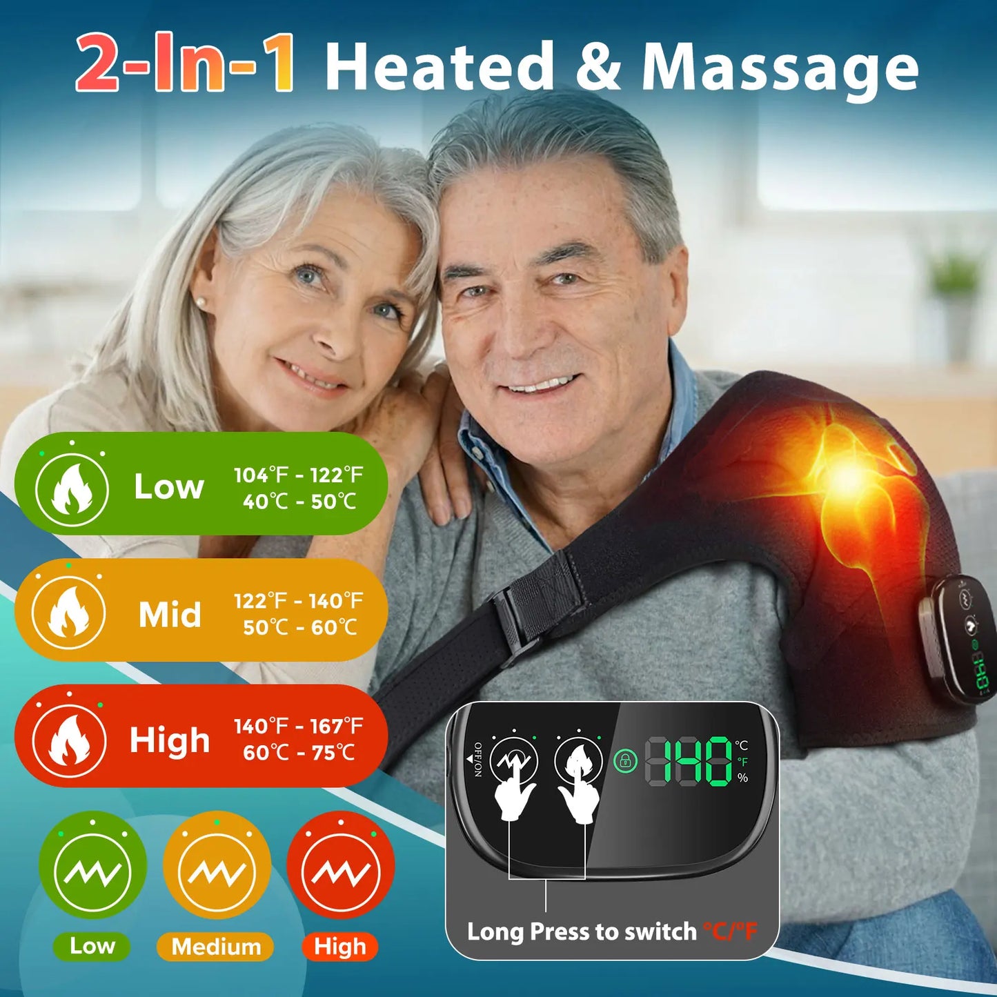 Hailicare Electric Heating Pad Shoulder Massager For Pain