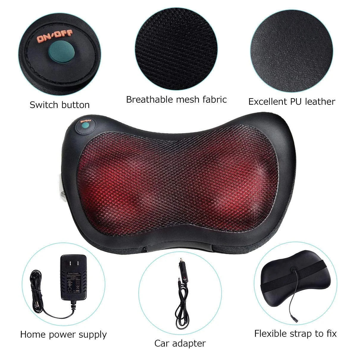 UNOISETION Electric Back Massager With Heat Neck Pillow