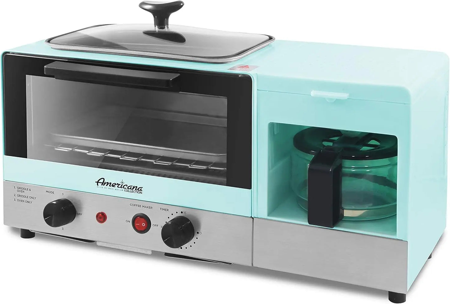 XMSJ Americana Griddle With Glass Lid 3In1 Breakfast Station