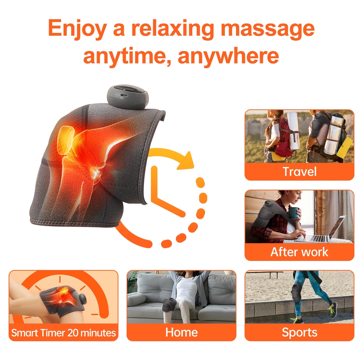 HOMEMASSA Cordless Knee Massager With Heat And Vibration