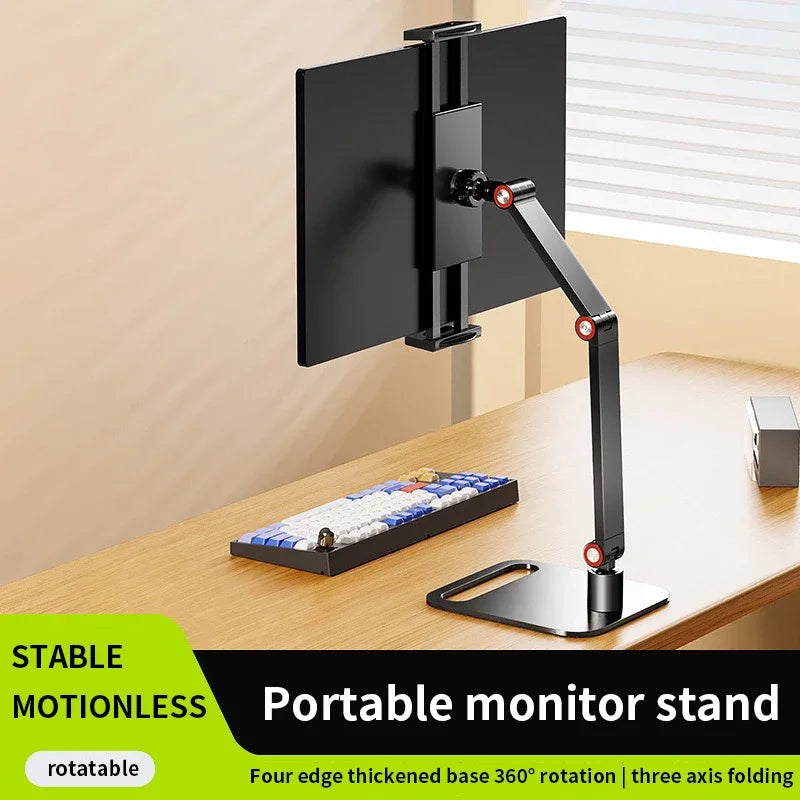 Portable Monitor Desk Holder Metal Stand 17 Inch Universal Expandable Display Base Vesa Mount External Vertical Screen Expansion