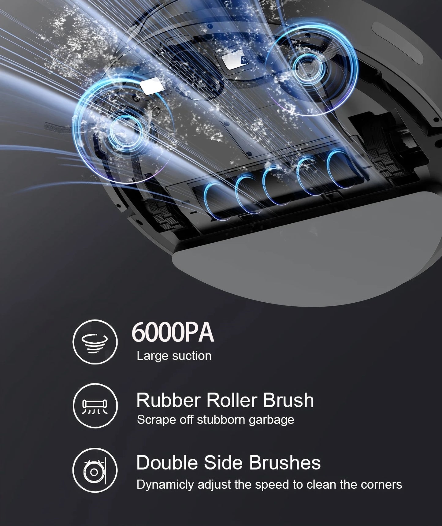 BOAIMORE Robot Vacuum Cleaner With Mop 6000Pa Suction Smart Mapping