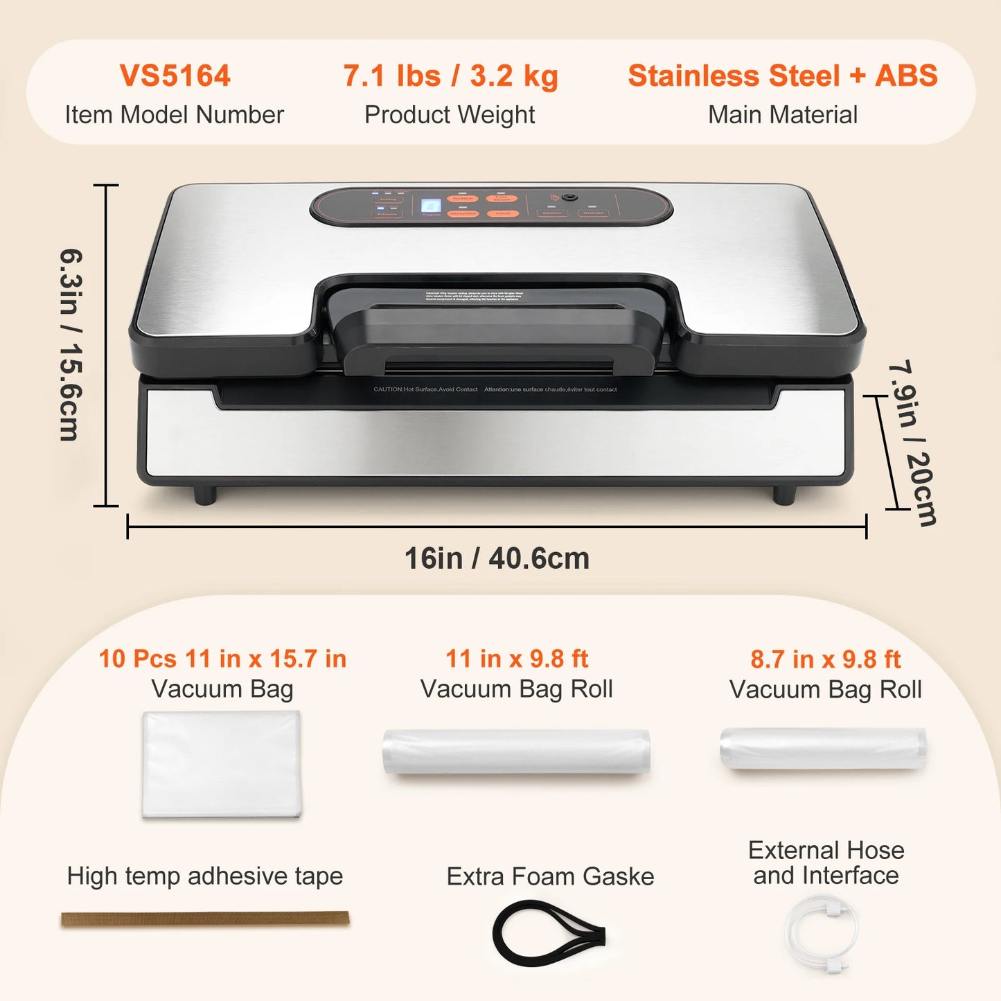 SucceBuy 90Kpa 130W Vacuum Sealer With Free Vacuum Bags