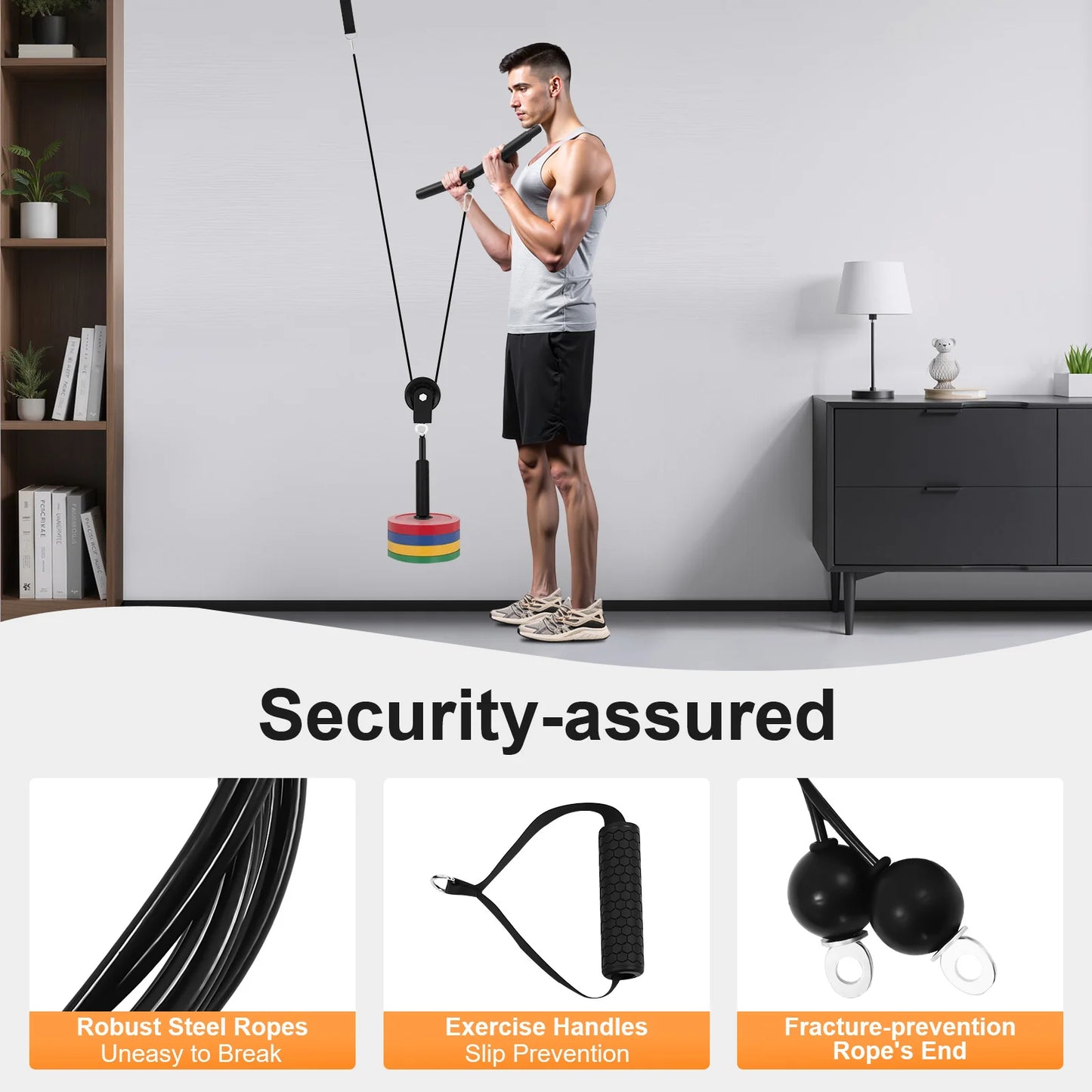 Cable Weight Pulley With Safety Ropes For Strength Training