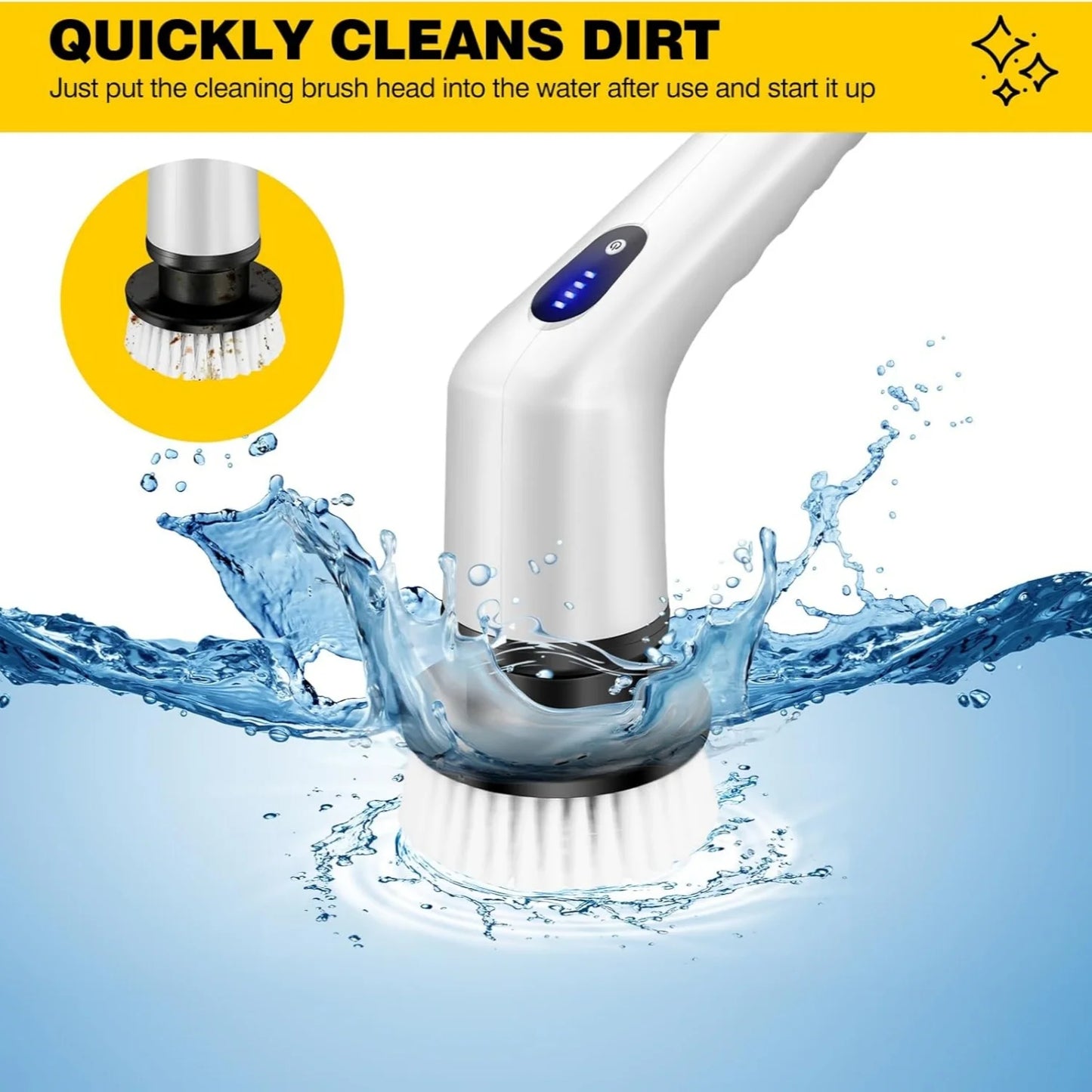 BRIEFNESS Electric Cleaning Brush Spin Scrubber 3 in 1 Cordless Cleaning Brush Handheld Compact Cleaning Tool