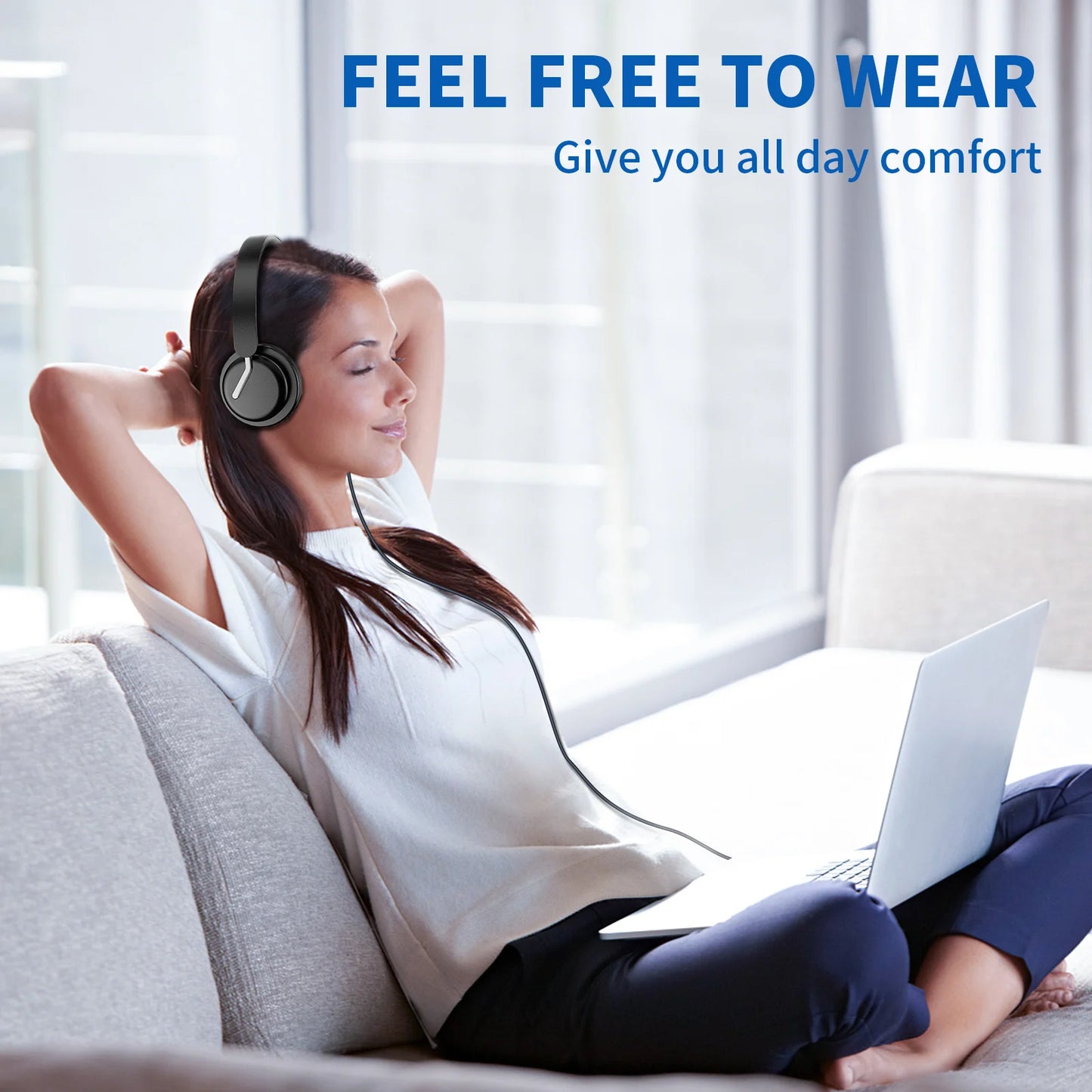 AWATRUE EH11 Wireless Bluetooth Headset with AI Noise Cancelling Mic & Charging Base 2.4GHz Wireless Headphone with USB Dongle