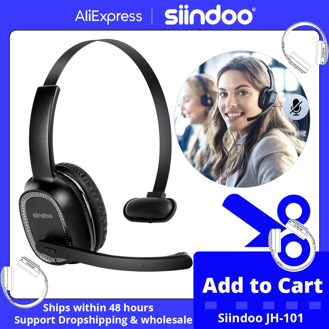 Siindoo JH101 Wireless Call Center Headset With Mic