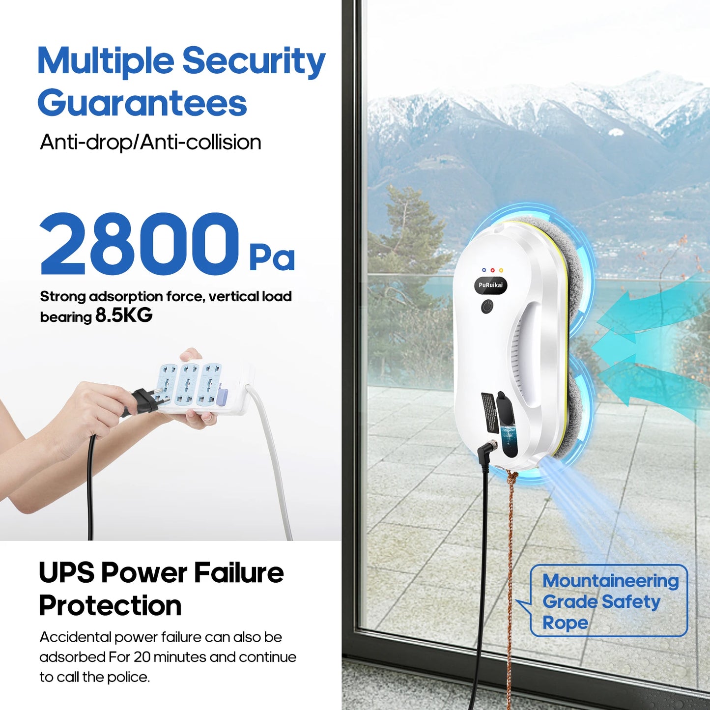 PuRuikai Window Cleaning Robot With Water Spray and Edge Detection