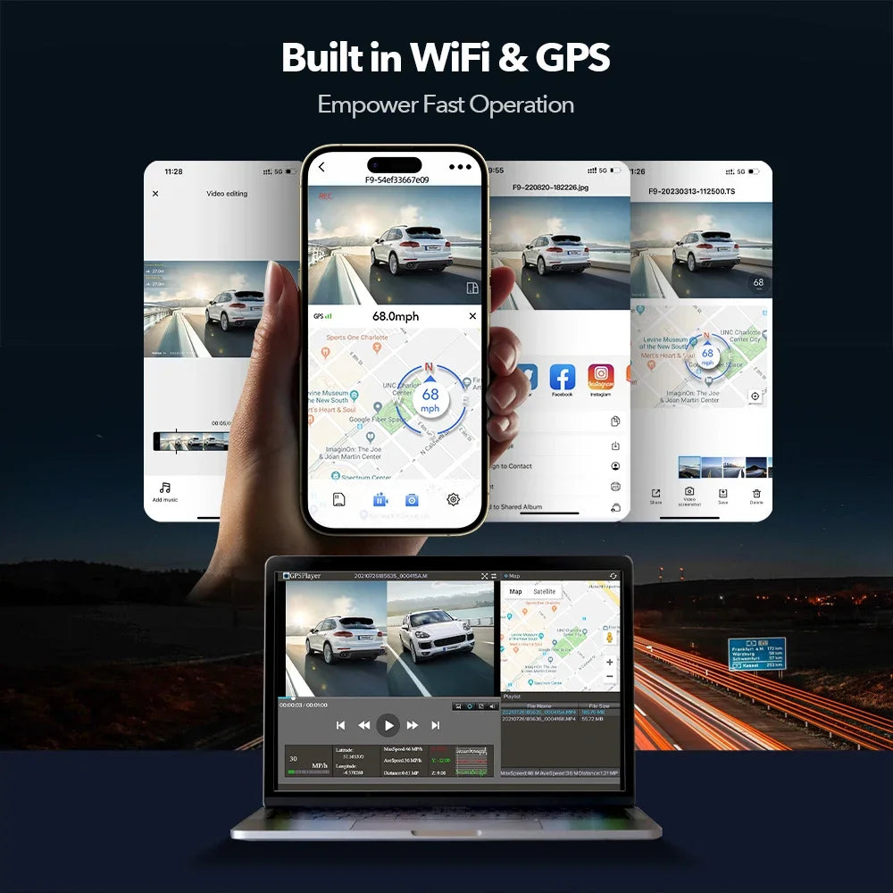 Redtige Dash Cam 4K Front Rear GPS WiFi App Control