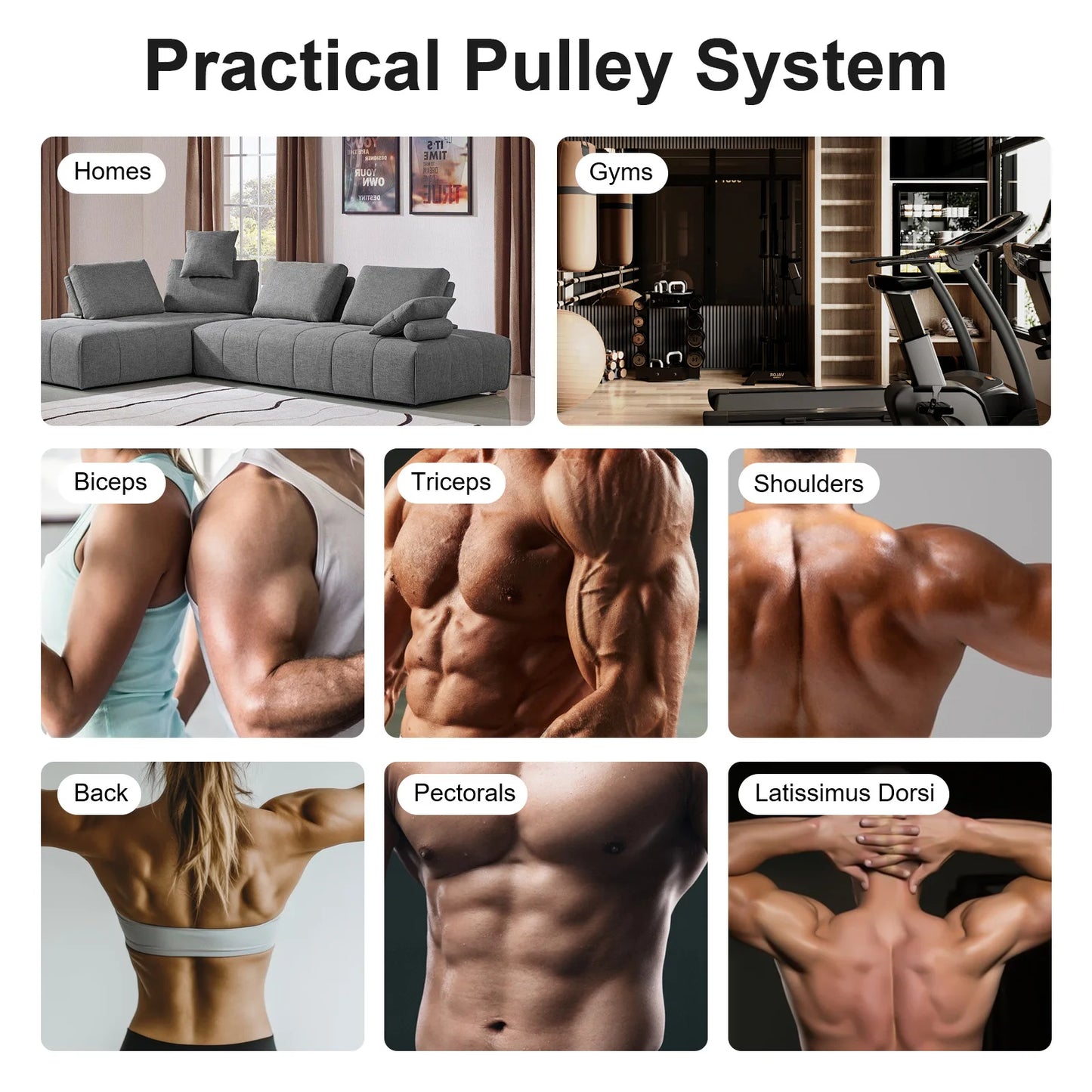 Cable Weight Pulley System for Home Gym with Safety Ropes