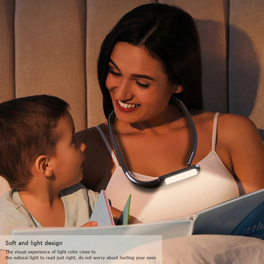 Neck Reading Light Flexible LED Book Light Handsfree Hanging Read Lamp Portable Stepless Dimming USB Rechargeable Neck Lights