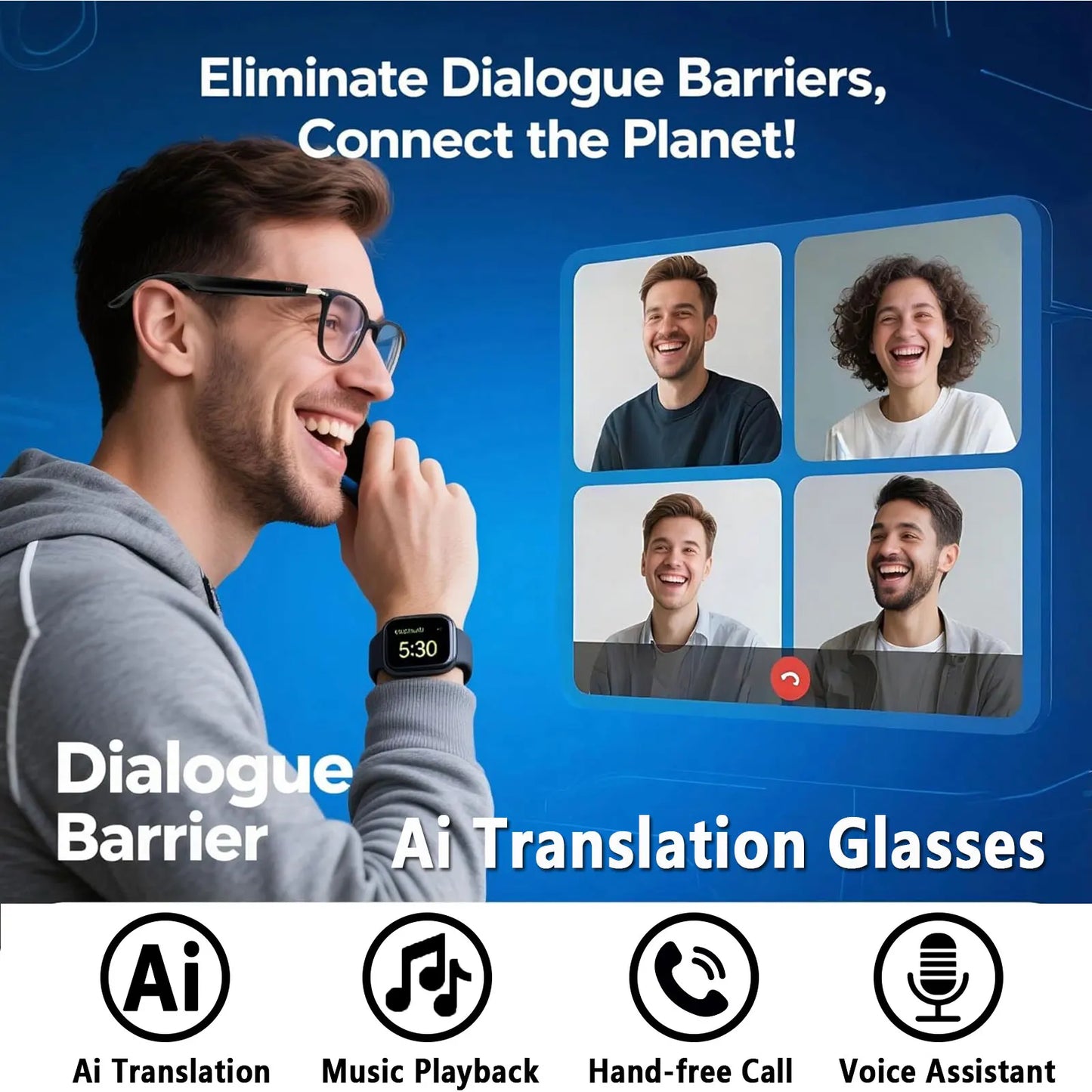 Giinova AI Smart Translation Glasses With RealTime View