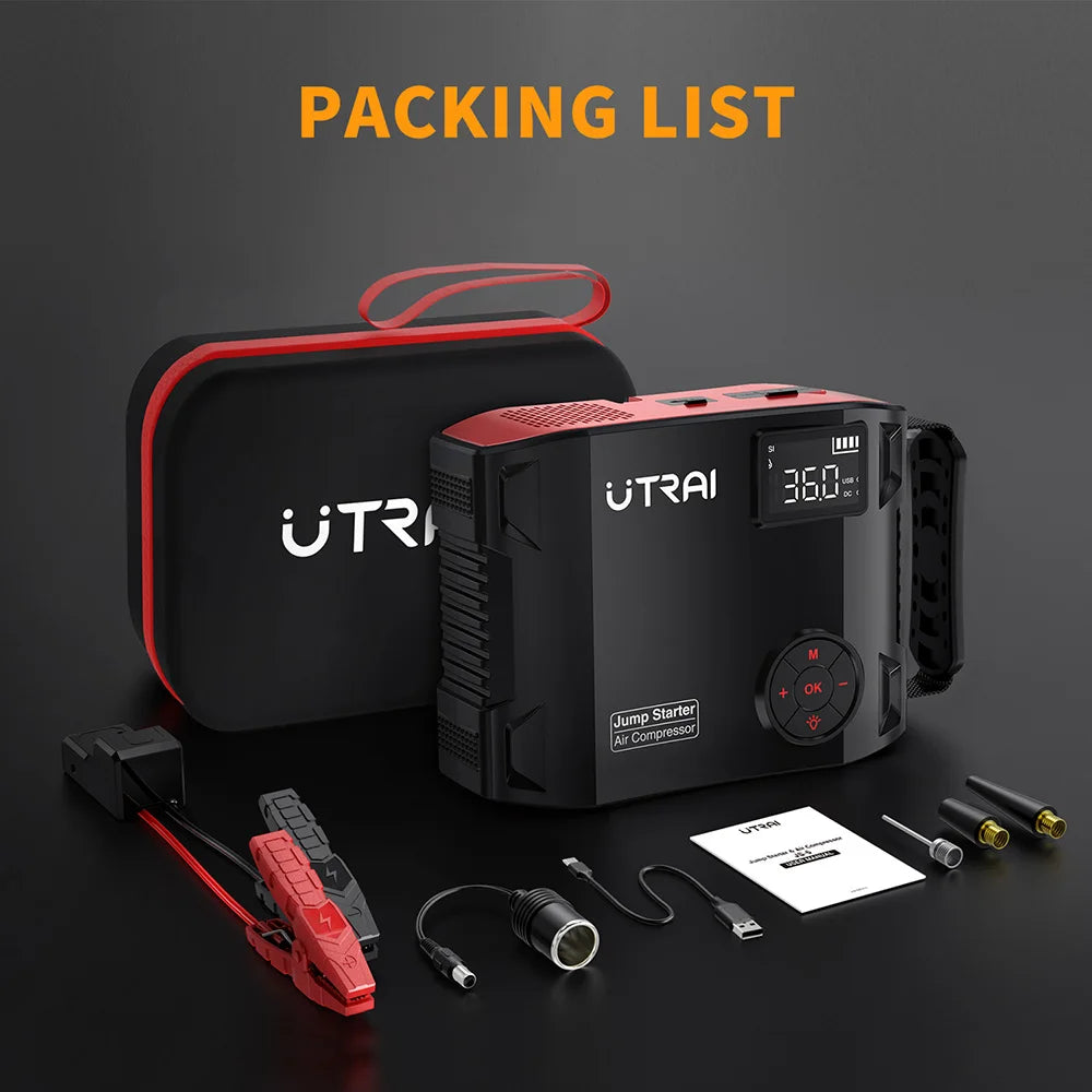 UTRAI 4 In 1 Jump Starter 16000mAh PowerBank Air Compressor