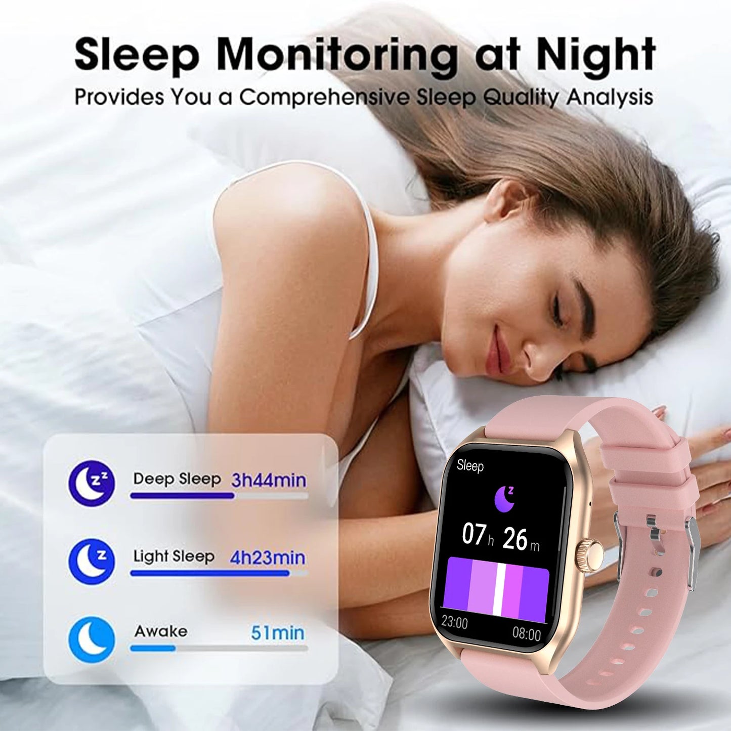 LIVLOVCP AI Voice Assistant Smart Watch Heart Rate Sleep