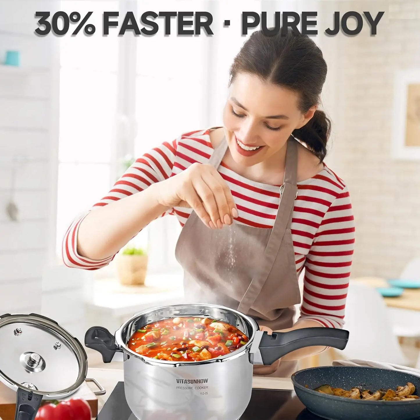 XMSJ Stainless Steel Pressure Cooker With Steamer Basket