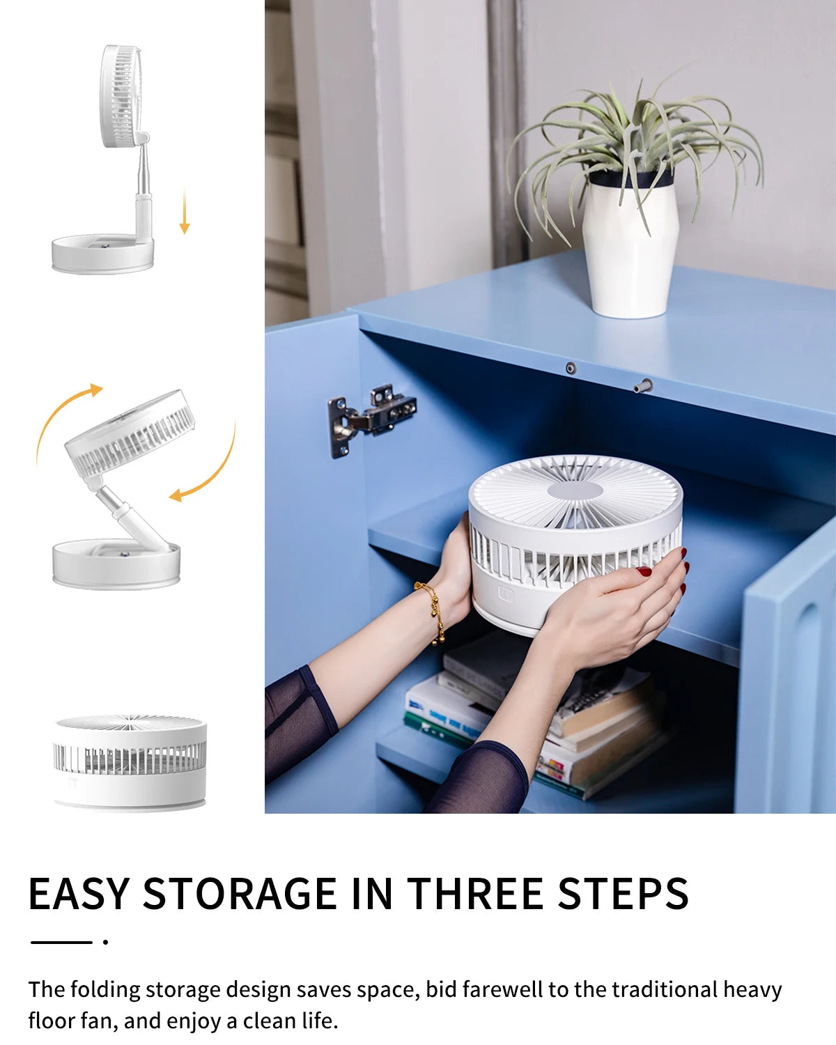 UNITEDTME Oscillating Foldaway Fan With Remote And Battery