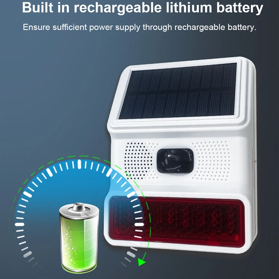 PGST Outdoor Solar Sound And Light Alarm With Motion Sensor 100dB 433MHz