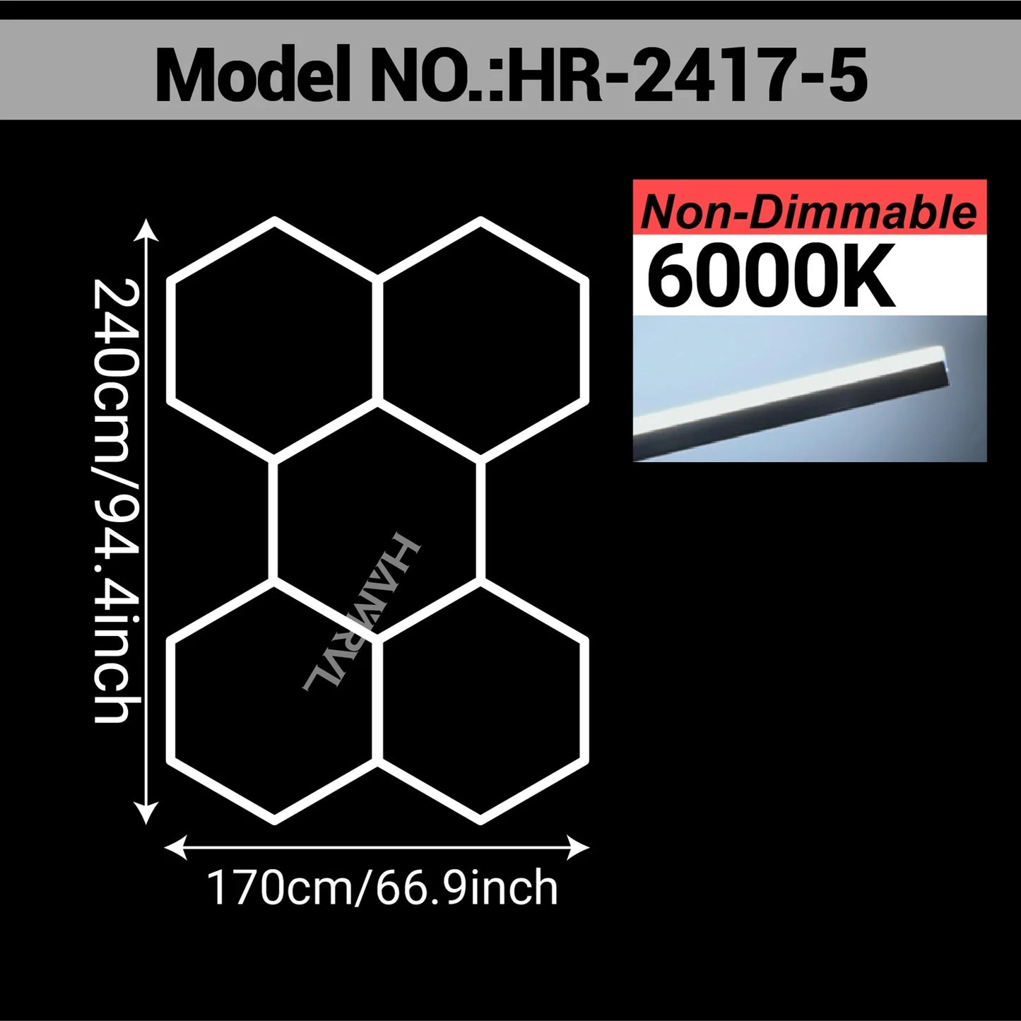 HAMRVL Dimmable Hexagonal Garage Lights For Workshop Ceiling