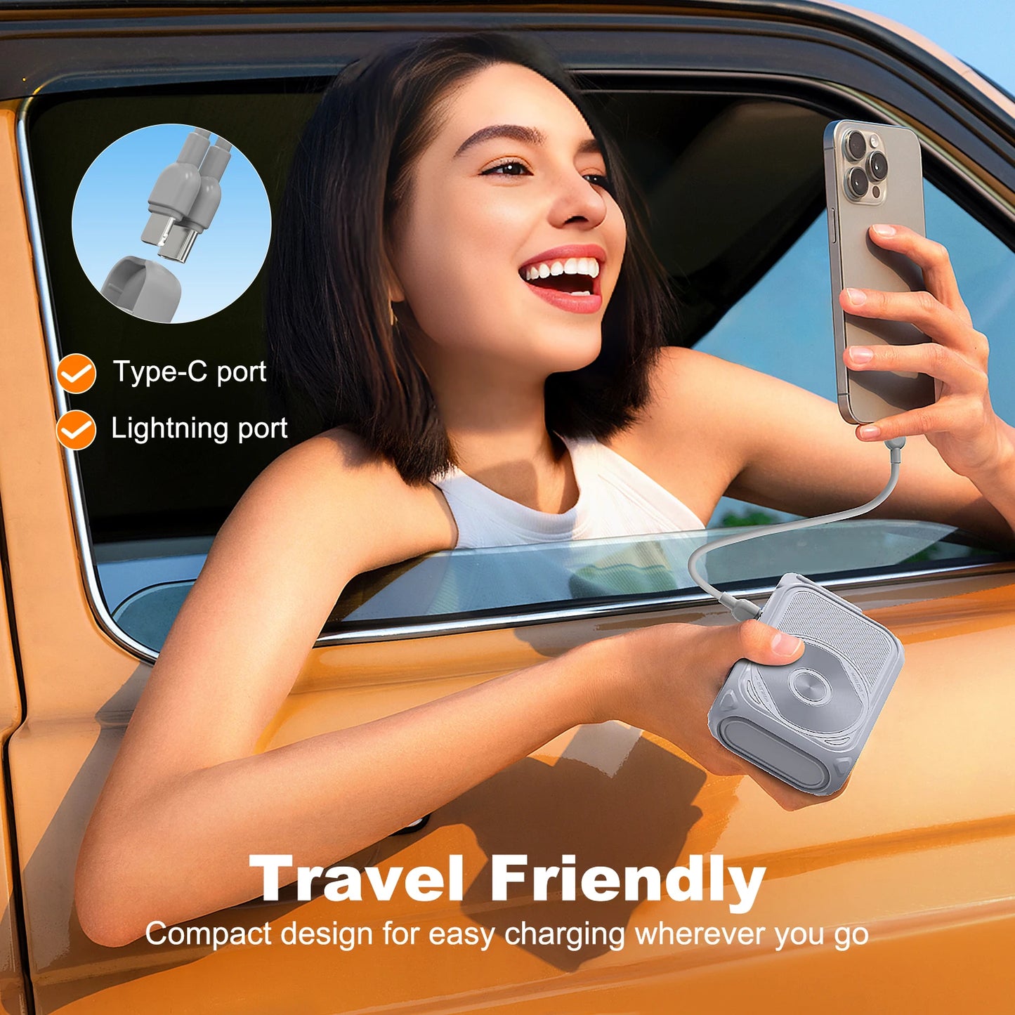 PD 22.5W Fast Charging 10000mAh Magnetic Wireless Power Bank USB Type-C Detachable Data Cable Phone Holder Emergency PowerBank