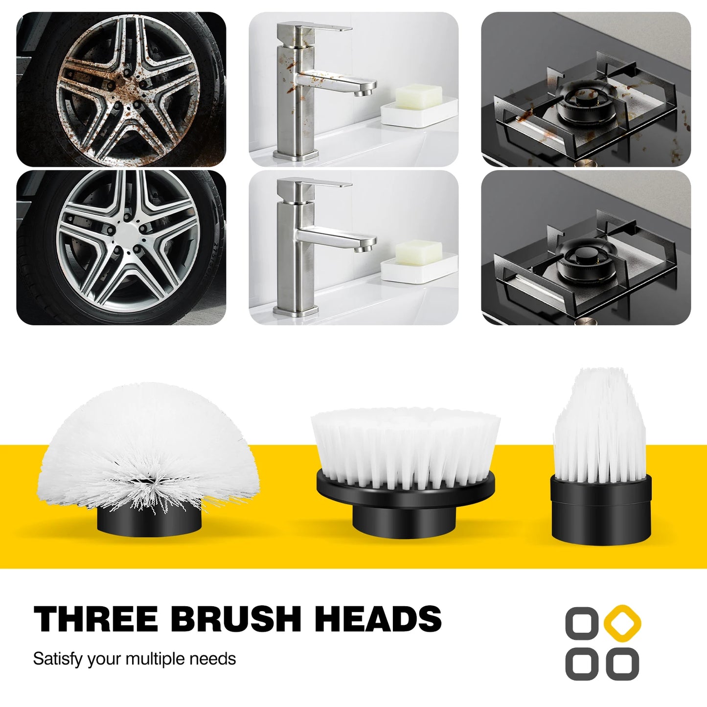 DayPlus Three-in-One Electric Cleaning Brush Cordless Scrubber For All-SurfacesPro
