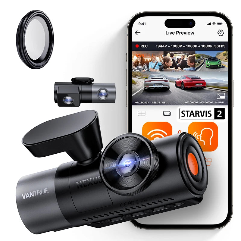 Vantrue N5 Dash Cam 4 Channel WiFi GPS Night Vision