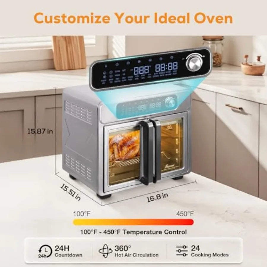 XMSJ French Door Air Fryer Toaster Oven Combo With Controls