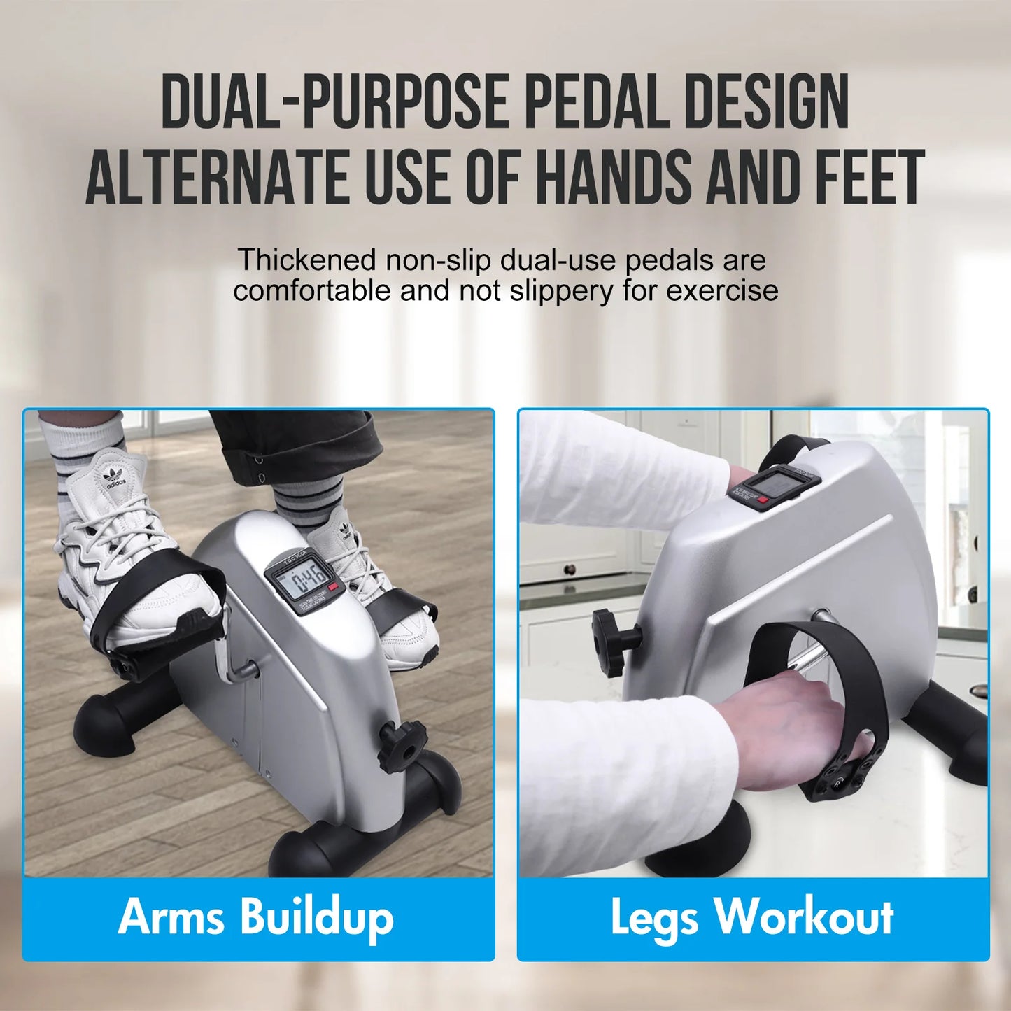 Under Desk Mini Pedal Exercise Bike LCD Display Portable Fitness Trainer