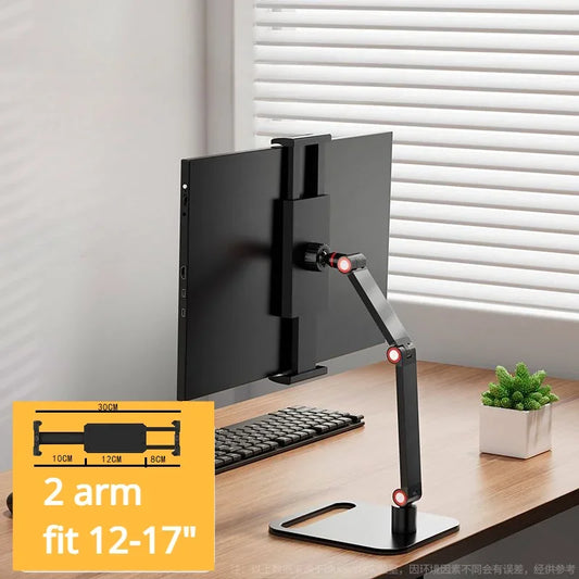 Portable Monitor Desk Holder Metal Stand 17 Inch Universal Expandable Display Base Vesa Mount External Vertical Screen Expansion