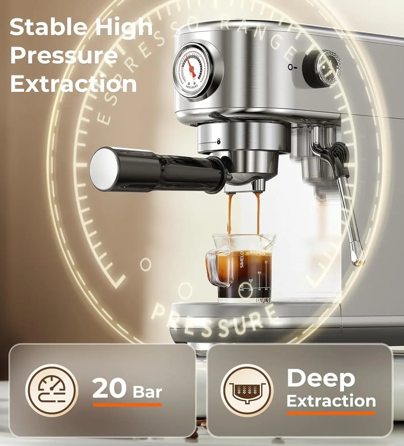 Espresso Machine With Milk Frother 20 Bar High Pressure